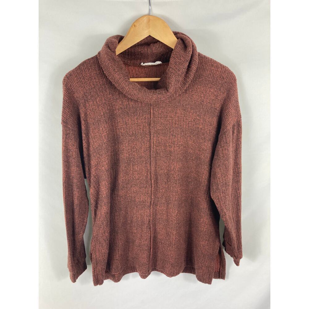 Lush Mock Neck Soft Brown Orange Sweater Size Medium
